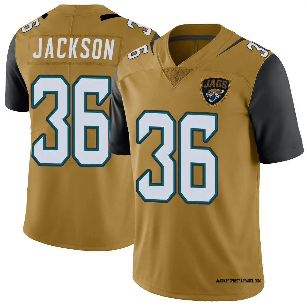 Limited Gold Men s Jalen Jackson Jacksonville Jaguars Color Rush Vapor Untouchable Jersey Jaguars Store