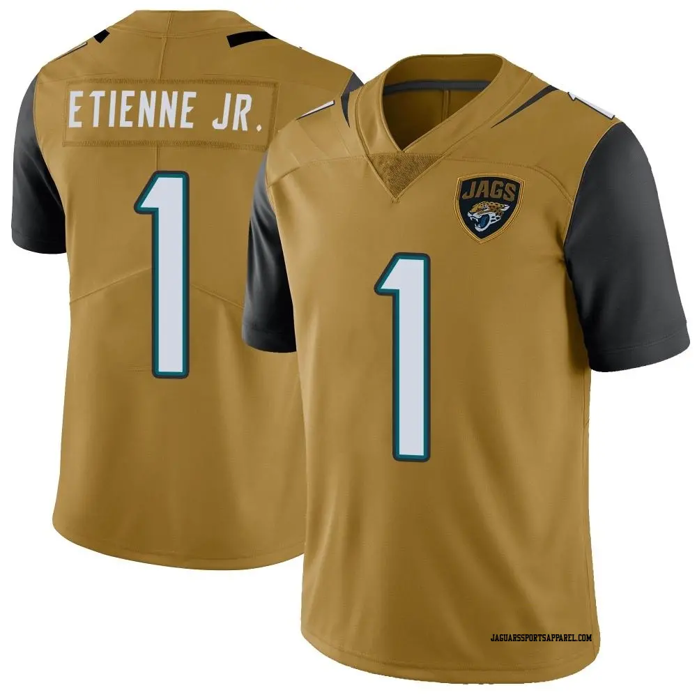 Limited Gold Youth Travis Etienne Jr. Jacksonville Jaguars Color Rush Vapor Untouchable Jersey Jaguars Store